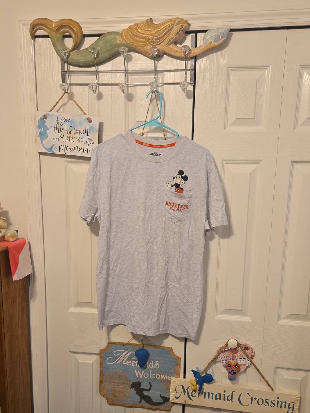 Disney Light Gray Mickey Mouse Pocket Graphic Short Sleeve Tee
